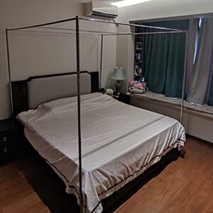 xierdio stainless steel canopy frame, bedroom decoration support is used for metal wooden bed platform size double bed full double bed (queen)