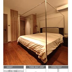 Xierdio Stainless Steel Canopy Frame, Bedroom Decoration Support is Used for Metal Wooden Bed Platform Size Double Bed Full Double Bed (Queen)