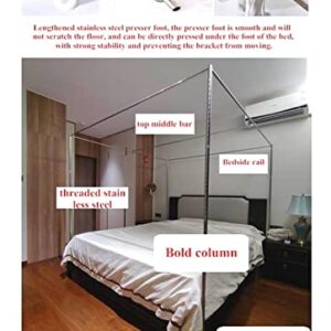 Xierdio Stainless Steel Canopy Frame, Bedroom Decoration Support is Used for Metal Wooden Bed Platform Size Double Bed Full Double Bed (Queen)