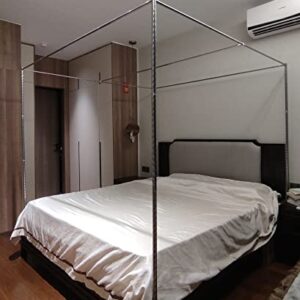 Xierdio Stainless Steel Canopy Frame, Bedroom Decoration Support is Used for Metal Wooden Bed Platform Size Double Bed Full Double Bed (Queen)