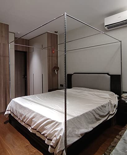 Xierdio Stainless Steel Canopy Frame, Bedroom Decoration Support is Used for Metal Wooden Bed Platform Size Double Bed Full Double Bed (Queen)