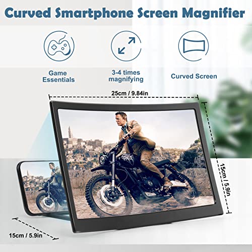 Easter Gifts Phone Screen Magnifier 12" HD Magnifier Screen Enlarger Projector Foldable Phone Stand Holder with Screen Amplifier for Gaming Browsing TikTok Videos Movies