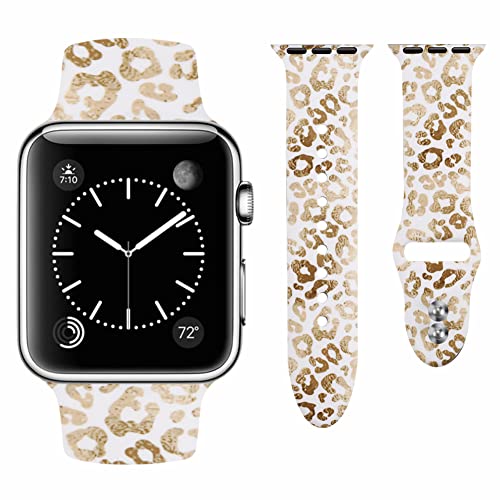 Vozehui Band Compatible with Leopard Apple Watch Band 38mm 40mm 49mm 41mm 42mm 44mm 45mm,Leopard Print Sports Band for iWatch Series Ultra 8 7 6 5 4 3 2 1 SE Women Men