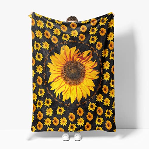 LFMU Sunflower Flannel Fleece Blanket Sunflower Ultra Soft Bright and Cheerful Sunflower Throw Blanket for Birthday Christmas,Beautiful Sunflower Decor for Bedroom or Living Room 50" x 60"