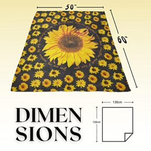 LFMU Sunflower Flannel Fleece Blanket Sunflower Ultra Soft Bright and Cheerful Sunflower Throw Blanket for Birthday Christmas,Beautiful Sunflower Decor for Bedroom or Living Room 50" x 60"