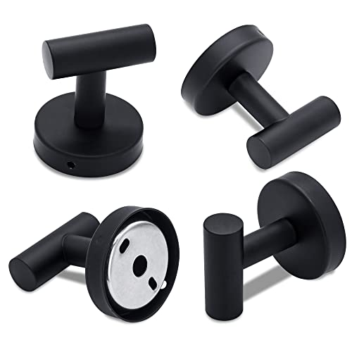 GOWOIT Towel Hooks 4 Pack Bathroom Hook Wall Hook Robe Hook Stainless Steel Heavy Duty Door Hanger for Hanging Coat Hat in The Bathroom Kitchen Bedroom Pool Hotel (Matte Black)