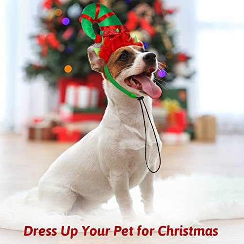 Tiibot 2 Pack Christmas Dog Headband Christmas Pet Elf Costume Hair Hoop Adjustable Xmas Pet Headwear Holiday Pet Costume Accessory for Dog Puppy Cat