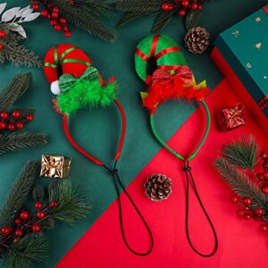 Tiibot 2 Pack Christmas Dog Headband Christmas Pet Elf Costume Hair Hoop Adjustable Xmas Pet Headwear Holiday Pet Costume Accessory for Dog Puppy Cat