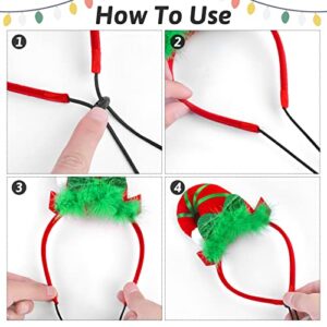 Tiibot 2 Pack Christmas Dog Headband Christmas Pet Elf Costume Hair Hoop Adjustable Xmas Pet Headwear Holiday Pet Costume Accessory for Dog Puppy Cat