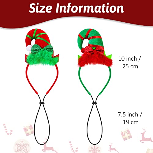 Tiibot 2 Pack Christmas Dog Headband Christmas Pet Elf Costume Hair Hoop Adjustable Xmas Pet Headwear Holiday Pet Costume Accessory for Dog Puppy Cat