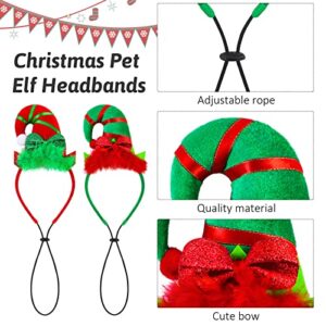 Tiibot 2 Pack Christmas Dog Headband Christmas Pet Elf Costume Hair Hoop Adjustable Xmas Pet Headwear Holiday Pet Costume Accessory for Dog Puppy Cat