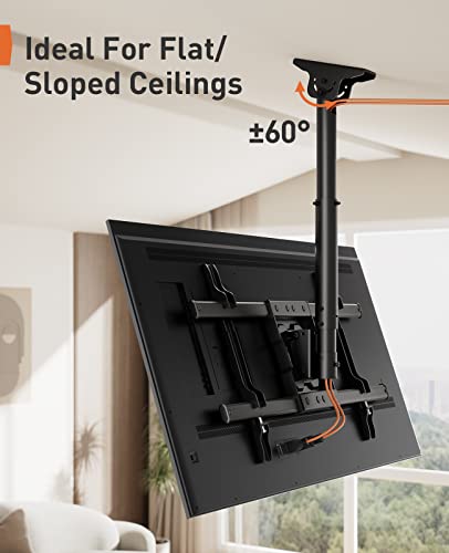 Perlegear Ceiling TV Mount, Hanging TV Mount for 37-75 inch Flat or Curved TVs up to 99 lbs, Full Motion TV Bracket with Swivel, Tilt, Max VESA 600x400mm, PGLCM1