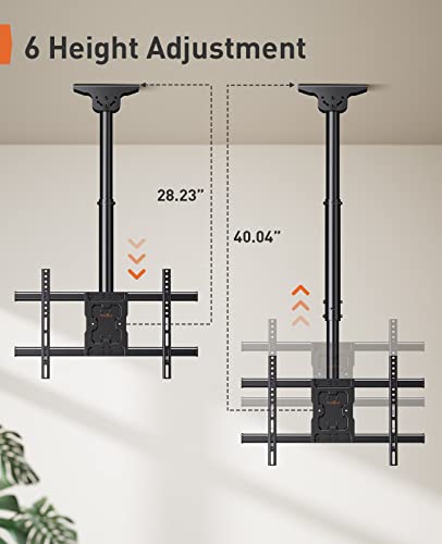 Perlegear Ceiling TV Mount, Hanging TV Mount for 37-75 inch Flat or Curved TVs up to 99 lbs, Full Motion TV Bracket with Swivel, Tilt, Max VESA 600x400mm, PGLCM1