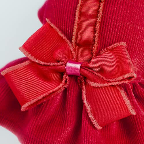 Fitwarm Dog Harness Dress with Leash Set, Christmas Dog Clothes for Small Dogs Girl, Cat Winter Apparel, Red, X-Small