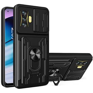 ysnzaq camera protection case for xiaomi poco f4 gt/redmi k50 gaming, magnetic car mount with independent card slot slim shockproof cover for xiaomi poco f4 gt/redmi k50 gaming lj black