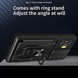 Ysnzaq Camera Protection Case for Xiaomi Poco F4 GT/Redmi K50 Gaming, Magnetic Car Mount with Independent Card Slot Slim Shockproof Cover for Xiaomi Poco F4 GT/Redmi K50 Gaming LJ Black