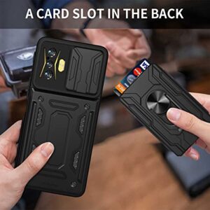 Ysnzaq Camera Protection Case for Xiaomi Poco F4 GT/Redmi K50 Gaming, Magnetic Car Mount with Independent Card Slot Slim Shockproof Cover for Xiaomi Poco F4 GT/Redmi K50 Gaming LJ Black