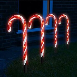 Dazzle Bright 16" 10 Pack Christmas Candy Cane Pathway Markers, 60 LED Outdoor Waterproof Candy Light with 8 Modes for Walkway Garden Lawn Christmas Decorations