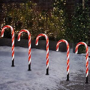 Dazzle Bright 16" 10 Pack Christmas Candy Cane Pathway Markers, 60 LED Outdoor Waterproof Candy Light with 8 Modes for Walkway Garden Lawn Christmas Decorations