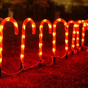 Dazzle Bright 16" 10 Pack Christmas Candy Cane Pathway Markers, 60 LED Outdoor Waterproof Candy Light with 8 Modes for Walkway Garden Lawn Christmas Decorations