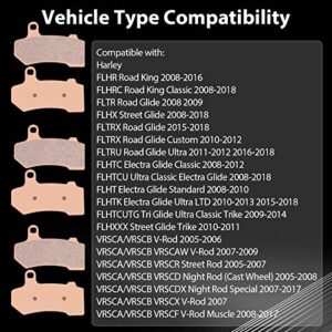 KLWZH Front and Rear Brake Pads for 2008-2018 Harley Touring FLHTCU Ultra Classic Electra Glide FLHX Street Glide 2008-2015 Road King Road Glide Electra Glide V-Rod Street Rod Night Rod