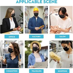 ZD Black Disposable Face Masks 100 Pcs, Breathable Face Mask for Men Women, 3- Ply Comfortable Filter Protection Adult Masks with Adjustable Nose Wire & Elastic Ear Loop