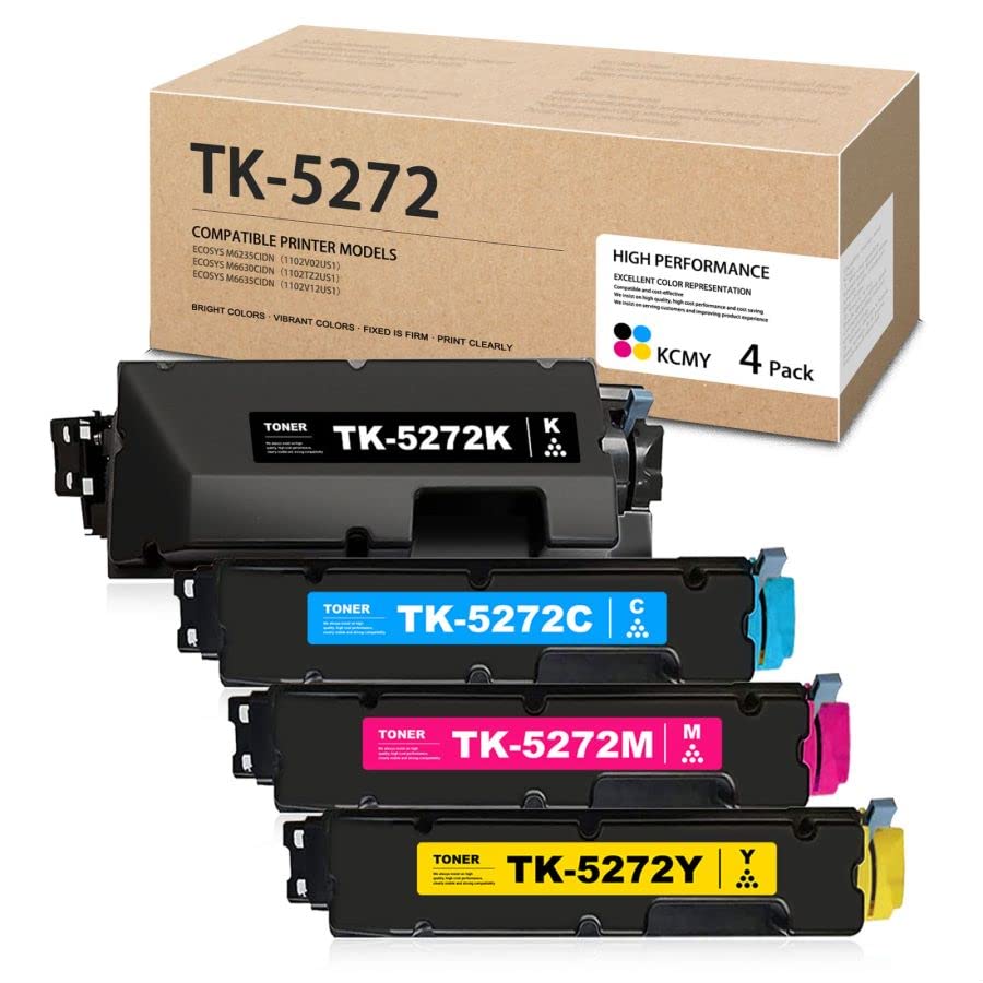 DOPHEN 4 Pack TK5272 High-Yield Toner Cartridges BK/C/M/Y, Dophe Compatible Toner Replacement for Kyocera TK-5272 ECOSYS M6235cidn M6630cidn M6635cidn P6230cdn Printers