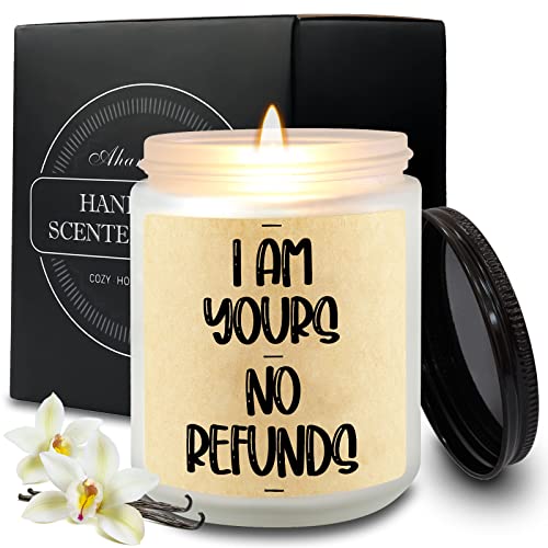 AharHora Scented Candles Gifts for Women Men - I am Yours - Funny Romantic Gifts for Mom Dad Boyfriend Girlfriend Husband Wife Fiance Couples Valentines Day Gifts, Funny Gifts for Mother's Day