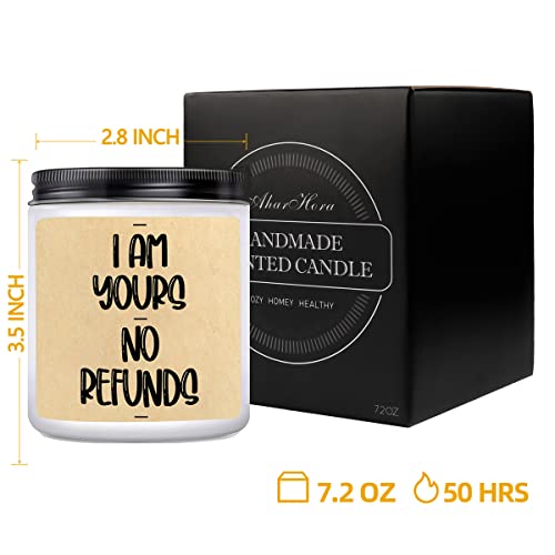 AharHora Scented Candles Gifts for Women Men - I am Yours - Funny Romantic Gifts for Mom Dad Boyfriend Girlfriend Husband Wife Fiance Couples Valentines Day Gifts, Funny Gifts for Mother's Day