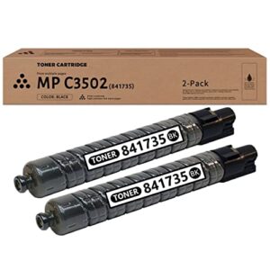juhasg 2 pack compatible mp c3502 841735 black toner cartridge replacement for ricoh savin mp c3002 c3502 aficio mp c3002 c3502 printer toner