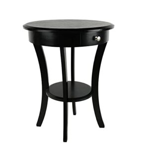 ecomex round wood side table, 20 inch wood curved legs living room table with storage shelf with intersecting pedestal base, black end tables for kitchen, dining room, bedroom, coffee bar, sofa