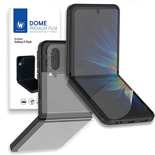 DOME GLASS Whitestone Premium Film Screen Protector for Samsung Galaxy Z Flip 4 2022, HD Clear TPU Film with Hinge Cover Film