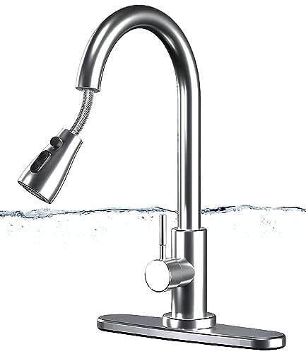 Kitchen-Faucets,Kitchen Faucet with Pull Down Sprayer -Kitchen Sink Faucet -Stainless Steel