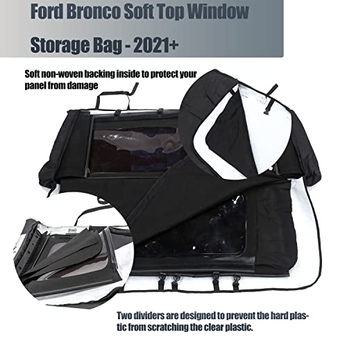 Bronco soft top window storage bag compatible with Ford Bronco Accessories 2021 2022 4 Door Plush bag Protection Top window Bags prevent Scratching and Bending