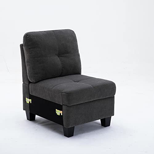 Aeffze Middle Module for Sofa Modular Modern Armless Couch Chair for Living Room (Dark Grey) F8001-HOME F8001-HOME