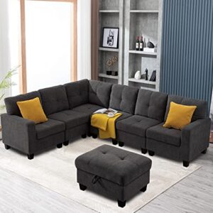 Aeffze Middle Module for Sofa Modular Modern Armless Couch Chair for Living Room (Dark Grey) F8001-HOME F8001-HOME