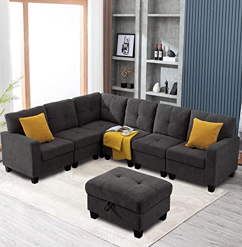 Aeffze Middle Module for Sofa Modular Modern Armless Couch Chair for Living Room (Dark Grey) F8001-HOME F8001-HOME