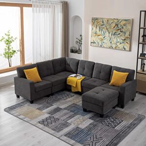 Aeffze Middle Module for Sofa Modular Modern Armless Couch Chair for Living Room (Dark Grey) F8001-HOME F8001-HOME