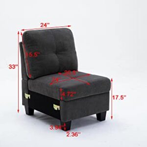 Aeffze Middle Module for Sofa Modular Modern Armless Couch Chair for Living Room (Dark Grey) F8001-HOME F8001-HOME