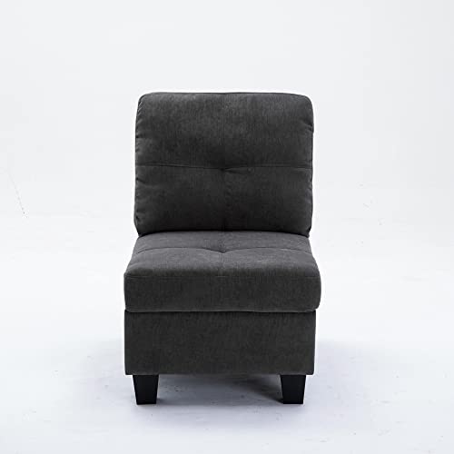 Aeffze Middle Module for Sofa Modular Modern Armless Couch Chair for Living Room (Dark Grey) F8001-HOME F8001-HOME