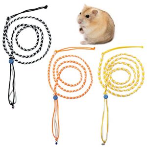 3 pack adjustable hamster leash harness with bell for lead walking pet hamster gerbil rat mouse harness (colors may vary)
