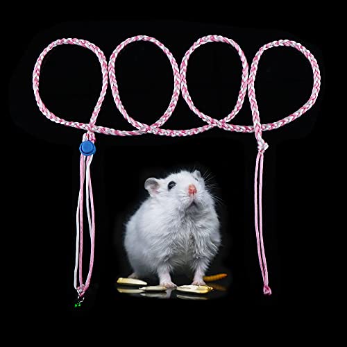 3 Pack Adjustable Hamster Leash Harness with Bell for Lead Walking Pet Hamster Gerbil Rat Mouse Harness (Colors May Vary)