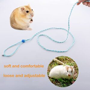 3 Pack Adjustable Hamster Leash Harness with Bell for Lead Walking Pet Hamster Gerbil Rat Mouse Harness (Colors May Vary)