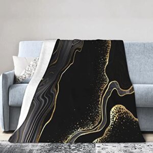 Black and Gold Fleece Blanket Throw Blanket, Ultra-Soft Cozy Micro Fleece Blanket for Sofa, Couch, Bed, Camping, Travel, & Car Use-All Seasons Suitable80 X60