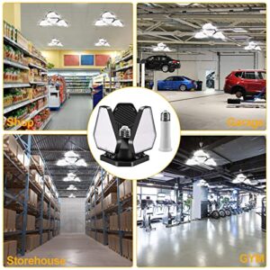 YWD LED Garage Lights 2 Pack 120W 12000 Lumens 6500K Daylight with Deformable Garage Ceiling Light E26/E27 LED Shop Light for Garage Basement Workshop Warehouse