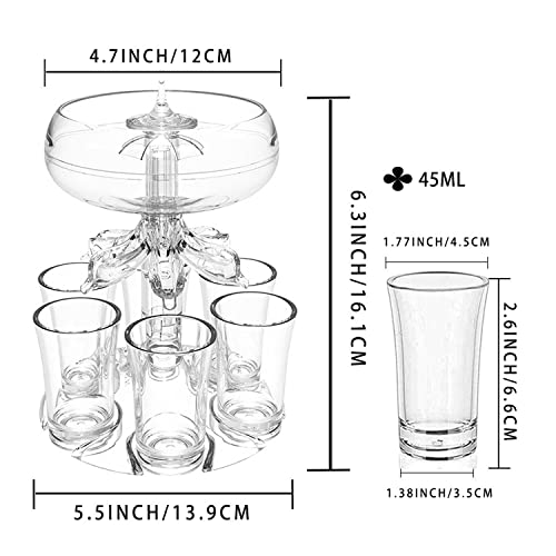 Zcvtbye Shot Dispenser Liquor Dispenser with 6 Shot Glasses Set + 18 Effects Lights Party Drink Dispenser for Beverage | Cider | Cocktail - Fun Bar Accessories Home Gifts (V2 LED)