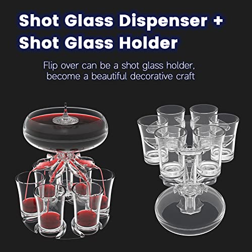 Zcvtbye Shot Dispenser Liquor Dispenser with 6 Shot Glasses Set + 18 Effects Lights Party Drink Dispenser for Beverage | Cider | Cocktail - Fun Bar Accessories Home Gifts (V2 LED)