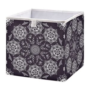 kigai black mandala cube storage bins - 11x11x11 in large foldable storage basket fabric storage baskes organizer for toys, books, shelves, closet, home decor