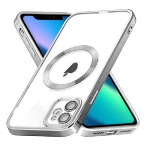 zcdaye case for iphone 11, iphone 11 phone case compatible with wireless charging,silver edge electroplated transparent soft tpu shockproof case cover for iphone 11(6.1 inches) - silver