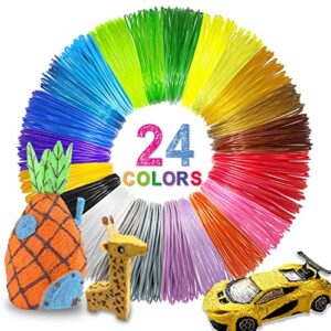 rilitor 24 colors 3d pen printing filament 1.75mm pla material 3d pen printer filament refill, each color 10ft total 240ft 3d support most of 1.75mm pla 3d pen and printer for kids and adults